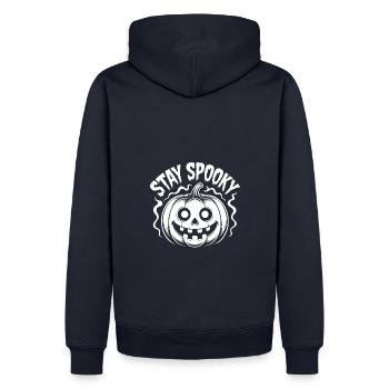 Stay Spooky lustiges Halloween Design - Männer Premium Bio Hoodie - Navy - Hinten - Nico (187cm)