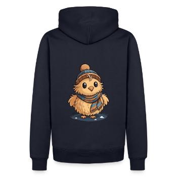Niedliches Entchen mit Schal und Pudelmütze. - Männer Premium Bio Hoodie - Navy - Hinten - Nico (187cm)