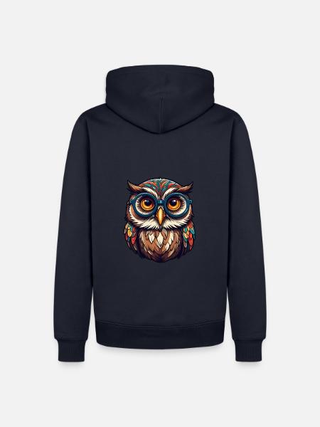 Lustige bunte Eule - Männer Premium Bio Hoodie - Navy