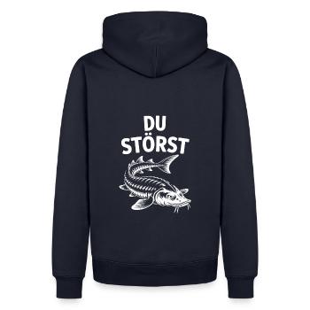 Stör angeln Sportfischen - Du störst. Stördesign - Männer Premium Bio Hoodie - Navy - Hinten - Nico (187cm)