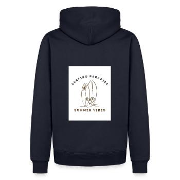 Surfing Paradies - Männer Premium Bio Hoodie - Navy - Hinten - Nico (187cm)