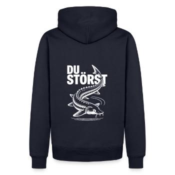 Stör angeln Sportfischen - Du störst - Männer Premium Bio Hoodie - Navy - Hinten - Nico (187cm)