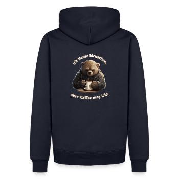 Kaffee Bärli - Männer Premium Bio Hoodie - Navy - Hinten - Nico (187cm)