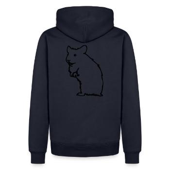 Hamster - Männer Premium Bio Hoodie - Navy - Hinten - Nico (187cm)