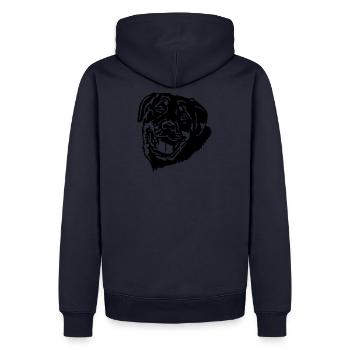 (213) Rottweiler - Sweat à capuche Premium bio Homme - bleu marine - Dos - Nico (187cm)
