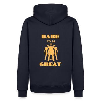 Football- Dare to be Great - Männer Premium Bio Hoodie - Navy - Hinten - Nico (187cm)