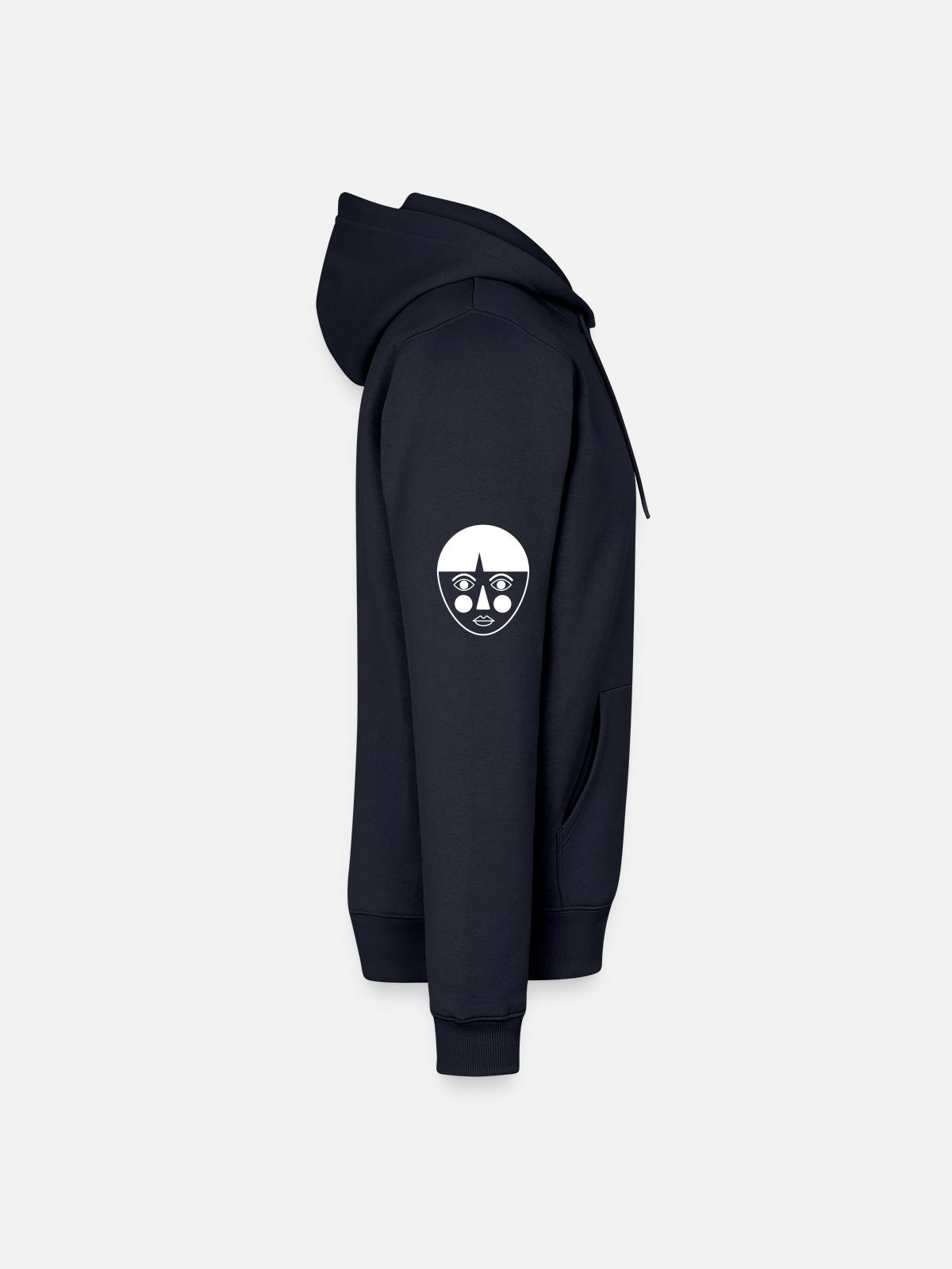 face - Männer Premium Bio Hoodie - Navy - Rechts