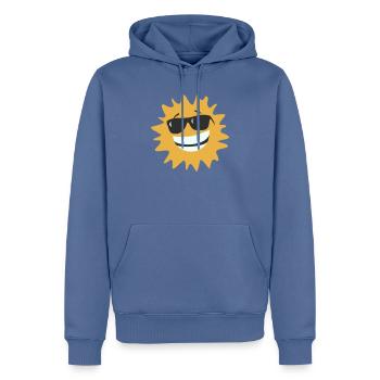 Sunburst lächelt mit Sonnenbrille - Männer Premium Bio Hoodie - Taubenblau - Vorne - Nico (187cm)