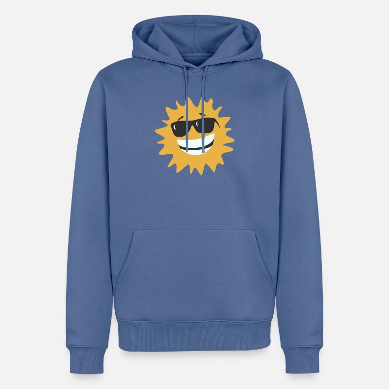Sunburst lächelt mit Sonnenbrille - Männer Premium Bio Hoodie - Taubenblau