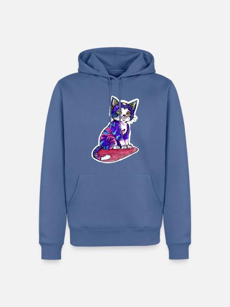 Kleine Katze im lila Pelz - Männer Premium Bio Hoodie - Taubenblau