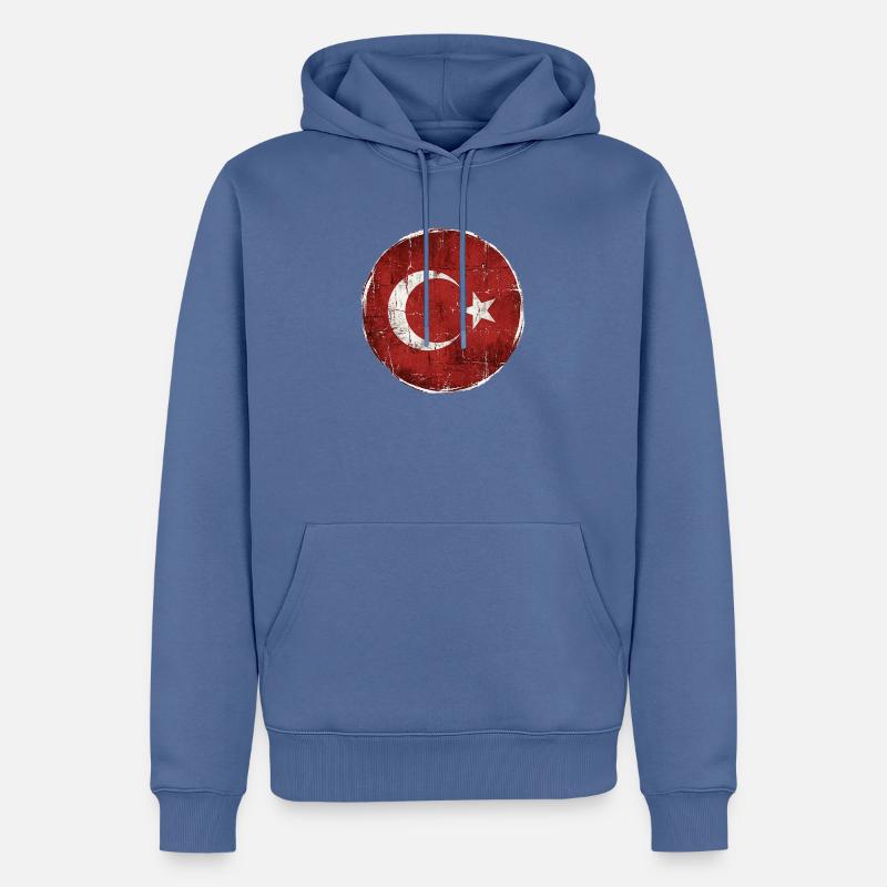 Conception du cercle du drapeau turc - Sweat à capuche Premium bio Homme - bleu pigeon