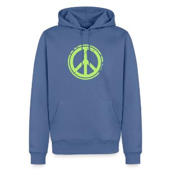 Peacezeichen Friedenssymbol Used Look Grunge Peace - Männer Premium Bio Hoodie - Taubenblau - Vorne - Nico (187cm)