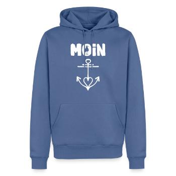 Anker Projekt Offshore moin seagull - Männer Premium Bio Hoodie - Taubenblau - Vorne - Nico (187cm)