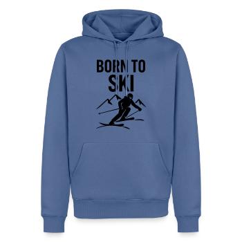 Cadeau Born To Ski pour les skieurs - Sweat à capuche Premium bio Homme - bleu pigeon - Devant - Nico (187cm)