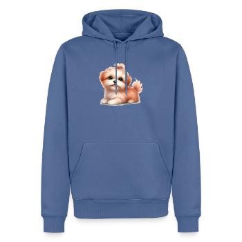 Chien mignon - Sweat à capuche Premium bio Homme - bleu pigeon - Devant - Nico (187cm)
