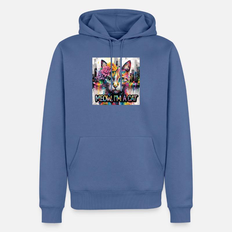 Chat astucieux Version 2 - Sweat à capuche Premium bio Homme - bleu pigeon