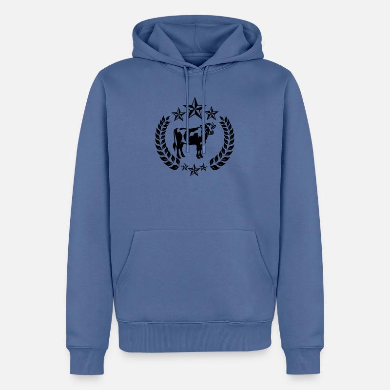 Kuh im Lorbeerkranz mit Sternen - Männer Premium Bio Hoodie - Taubenblau