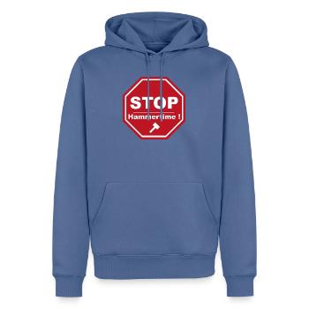 Stopp Hammertime - Männer Premium Bio Hoodie - Taubenblau - Vorne - Nico (187cm)