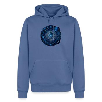 Planètes spatiales Galaxies Étoiles Lunes - Sweat à capuche Premium bio Homme - bleu pigeon - Devant - Nico (187cm)