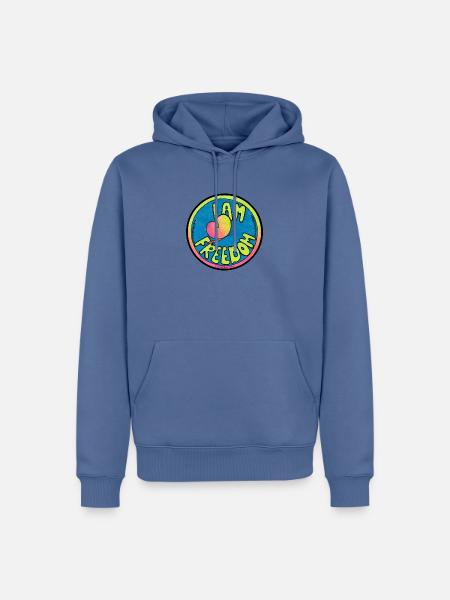 ICH BIN FREIHEIT - Männer Premium Bio Hoodie - Taubenblau
