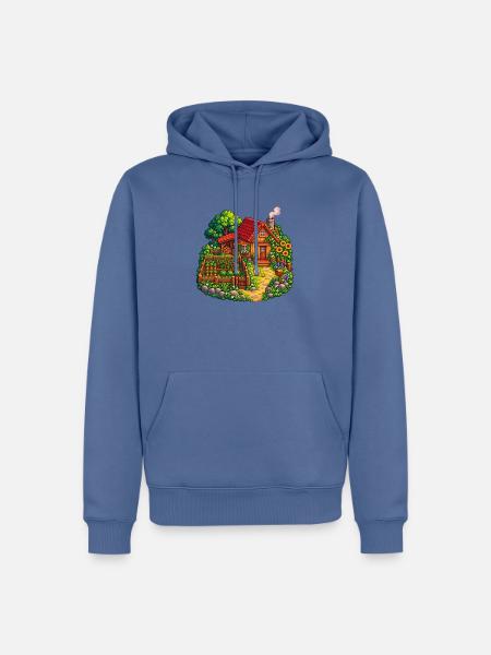 Häuschen im Gartenparadies - Männer Premium Bio Hoodie - Taubenblau