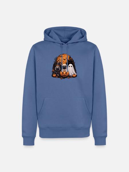 Mops Halloween - Männer Premium Bio Hoodie - Taubenblau