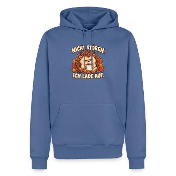 Nicht stören, ich lade auf - Igel mit Kaffee - Männer Premium Bio Hoodie - Taubenblau - Vorne - Nico (187cm)