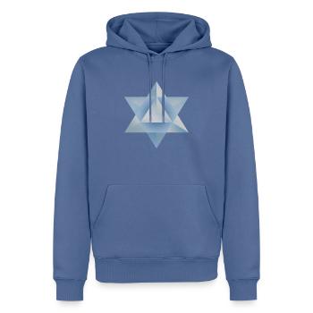 Merkaba - Männer Premium Bio Hoodie - Taubenblau - Vorne - Nico (187cm)
