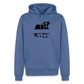 Kuh-Silhouette mit Textraum – Farm Shirt - Männer Premium Bio Hoodie - Taubenblau - Vorne - Nico (187cm)