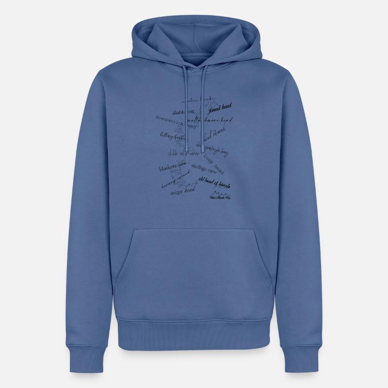 Wild Atlantic Way, Signature Discovery Points - Sweat à capuche Premium bio Homme - bleu pigeon