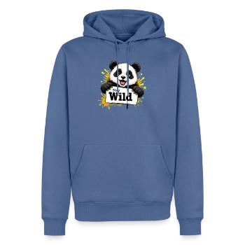 Panda Graffiti Illustration Stay Wild - Sweat à capuche Premium bio Homme - bleu pigeon - Devant - Nico (187cm)