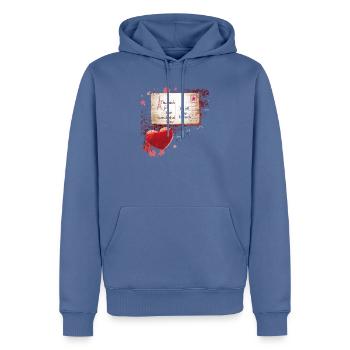 Pariser Postkarte Danke an Freunde - Männer Premium Bio Hoodie - Taubenblau - Vorne - Nico (187cm)