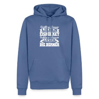 Die Berner - Männer Premium Bio Hoodie - Taubenblau - Vorne - Nico (187cm)