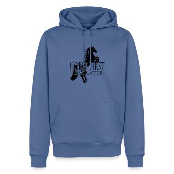 Horse first - rest later Motiv 2 - Männer Premium Bio Hoodie - Taubenblau - Vorne - Nico (187cm)