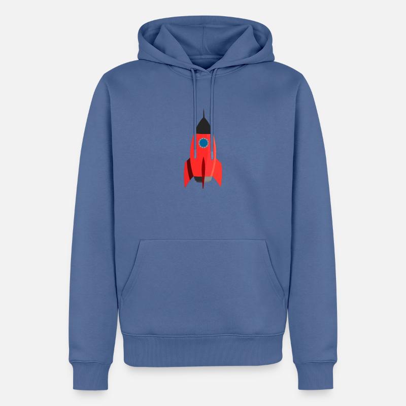Fusée rouge - Sweat à capuche Premium bio Homme - bleu pigeon