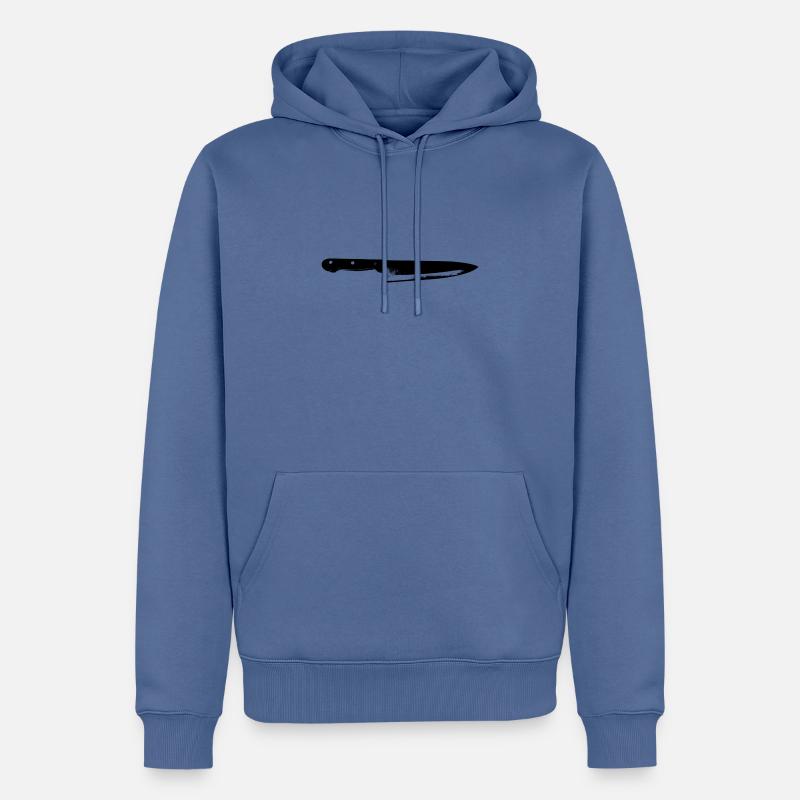 Couteaux - Sweat à capuche Premium bio Homme - bleu pigeon