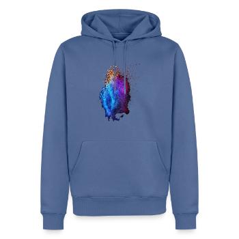 color spot - Men’s Premium Organic Hoodie - stone blue - Front - Nico (187cm)