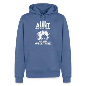 House demolition design and house renovation - Men’s Premium Organic Hoodie - stone blue - Front - Nico (187cm)