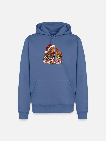 Dackel Kleine Pfoten Weihnachtsglück - Männer Premium Bio Hoodie - Taubenblau