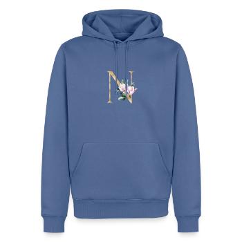 Alphabet N - Männer Premium Bio Hoodie - Taubenblau - Vorne - Nico (187cm)