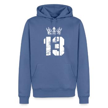 13 Zahl Krone - Männer Premium Bio Hoodie - Taubenblau - Vorne - Nico (187cm)