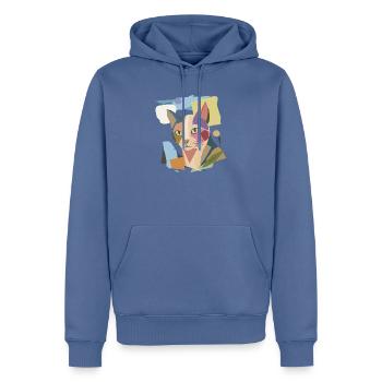 Abstrakte Katze im modernen Farbblock-Design - Männer Premium Bio Hoodie - Taubenblau - Vorne - Nico (187cm)