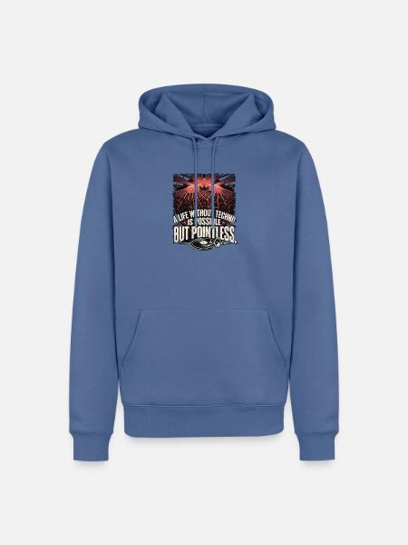 Techno Life - Männer Premium Bio Hoodie - Taubenblau