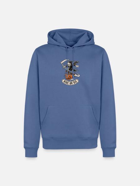 Skelett Skateboard Halloween - Männer Premium Bio Hoodie - Taubenblau