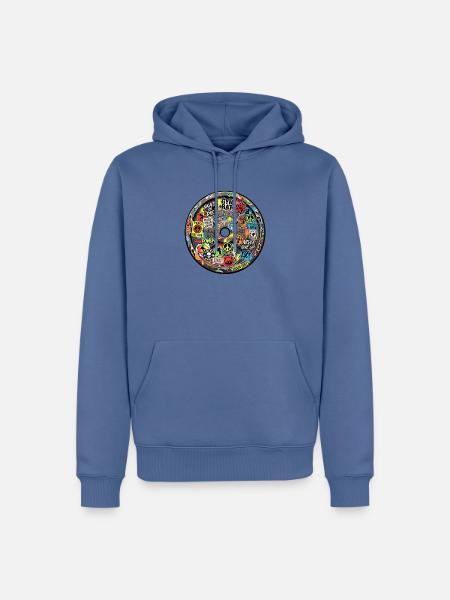 Sticker Bomb Hantelscheibe - Männer Premium Bio Hoodie - Taubenblau