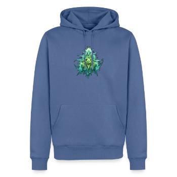Röntgen Cannabis Blüte - Männer Premium Bio Hoodie - Taubenblau - Vorne - Nico (187cm)