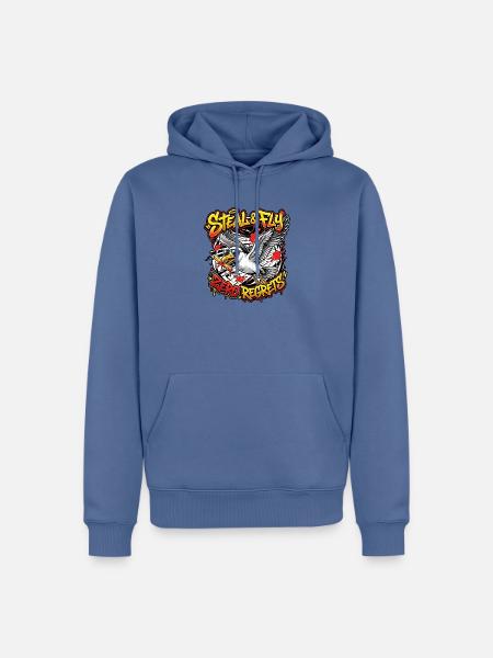 Pommes Möwe - Männer Premium Bio Hoodie - Taubenblau
