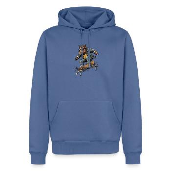 Skater Wildschwein - Männer Premium Bio Hoodie - Taubenblau - Vorne - Nico (187cm)