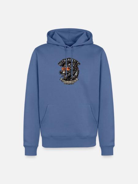 Cyber Kojote - Männer Premium Bio Hoodie - Taubenblau