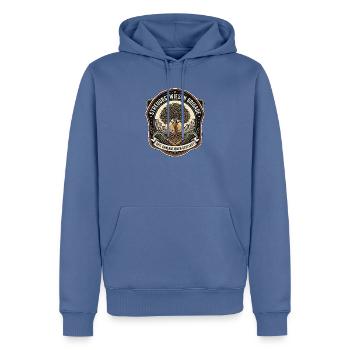 Streuobst Experte - Männer Premium Bio Hoodie - Taubenblau - Vorne - Nico (187cm)